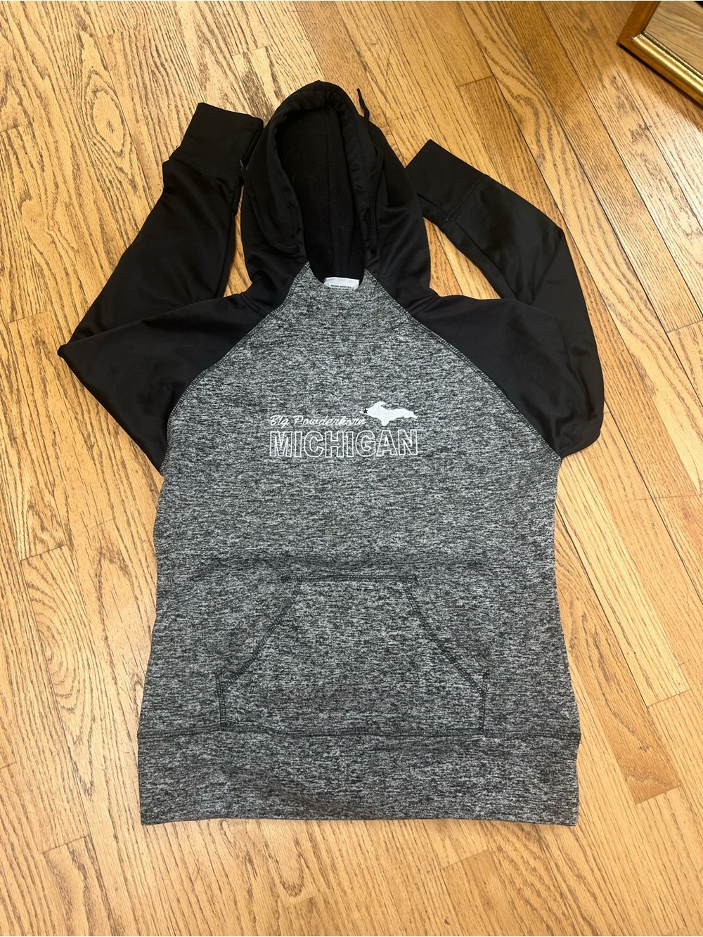 Big powderhorn Michigan Grey & Black Hooded Pullover